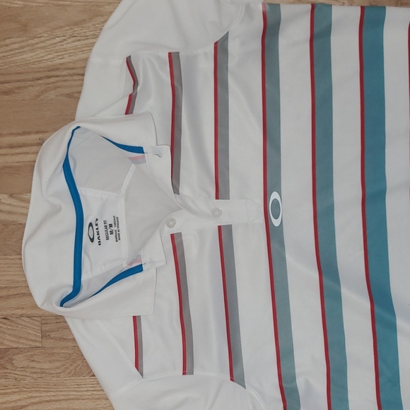 Oakley Men's Polo Shirt - White, Red, and Blue - Picture 2 of 4